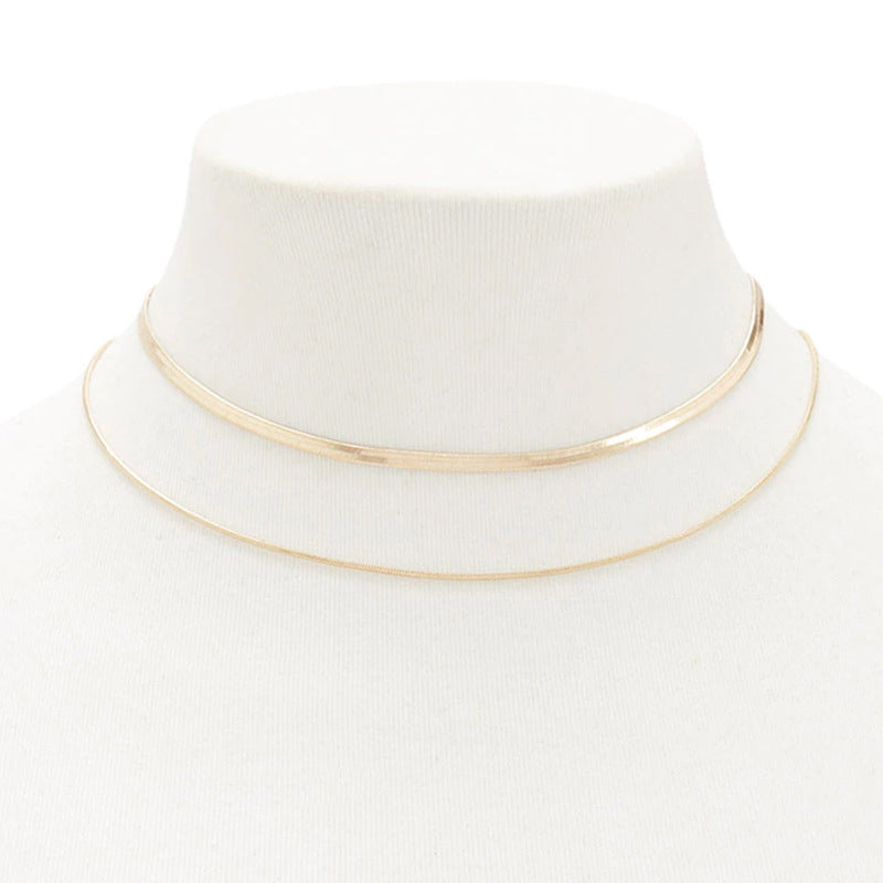 Minimalist Snake Chain Collar Necklace for Women