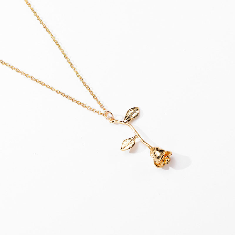 Rose Flower Pendant Necklace Alloy