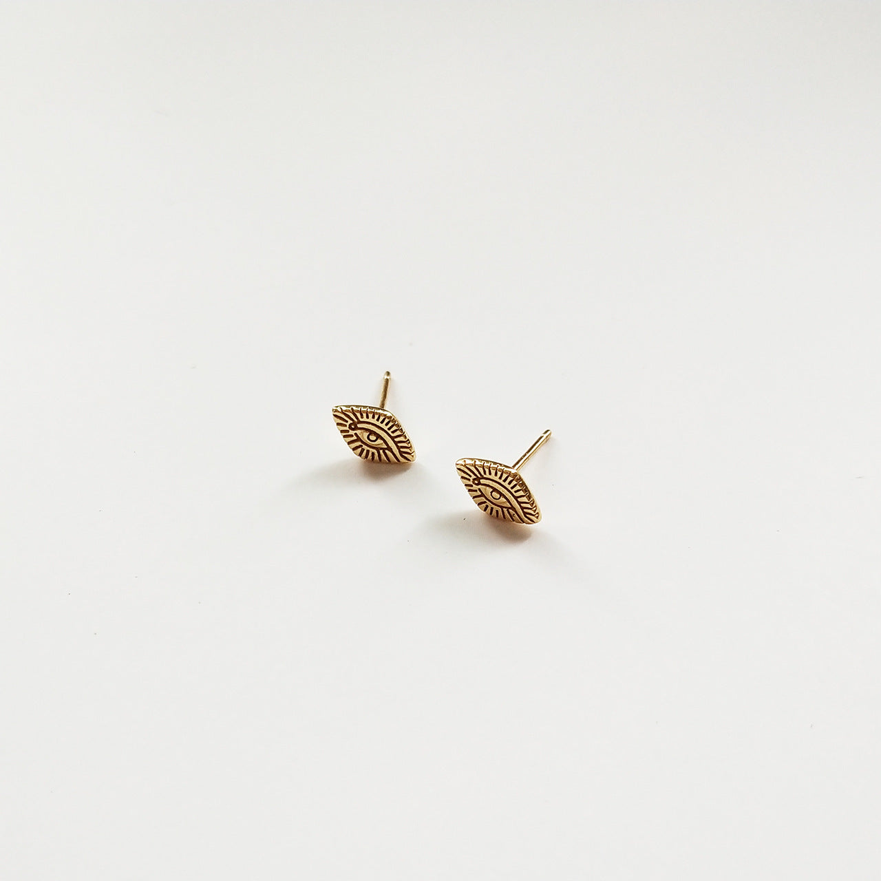 Minimalist Sweet 18K Gold Plated Geometric Eye Stud Earrings in 925 Sterling Silver