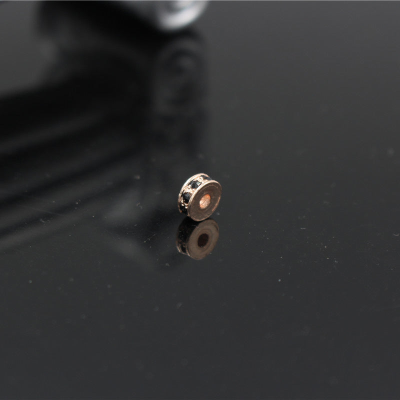 Round Rhinestone Inlaid Alloy Plated Spacer Beads Charm Bar for DIY Bracelet Necklace