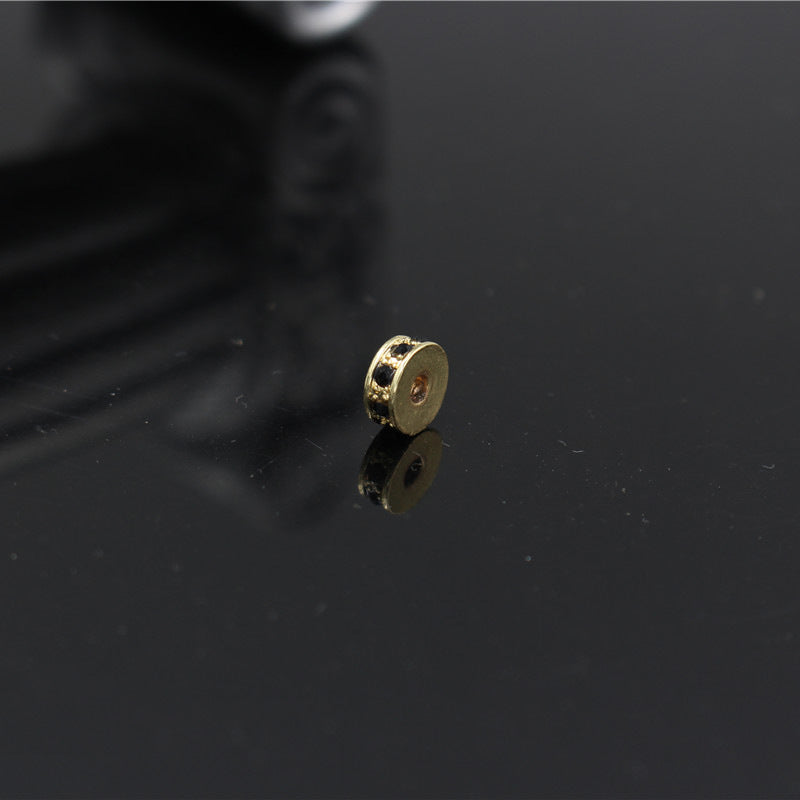 Round Rhinestone Inlaid Alloy Plated Spacer Beads Charm Bar for DIY Bracelet Necklace