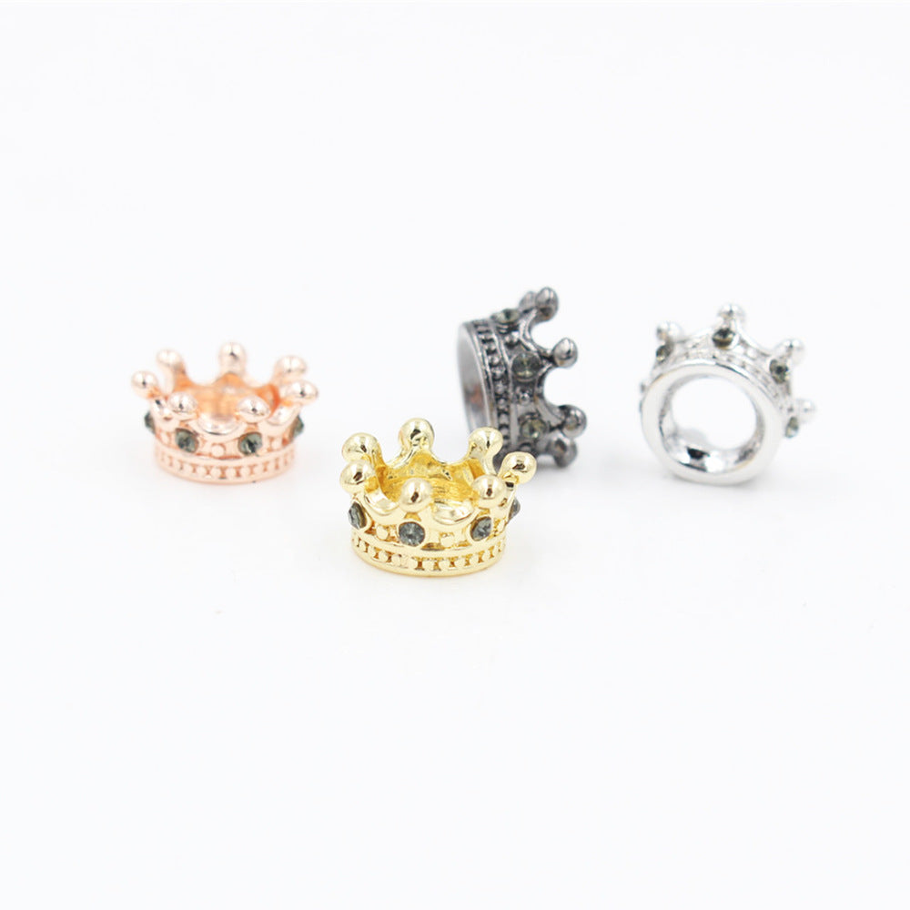 Minimalist Micro Pave Cubic Zirconia Crown Hole Bead Charm Bar Alloy Plated DIY Jewelry Accessories