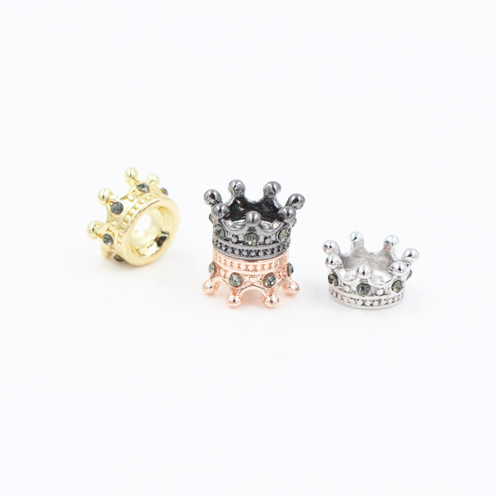 Minimalist Micro Pave Cubic Zirconia Crown Hole Bead Charm Bar Alloy Plated DIY Jewelry Accessories