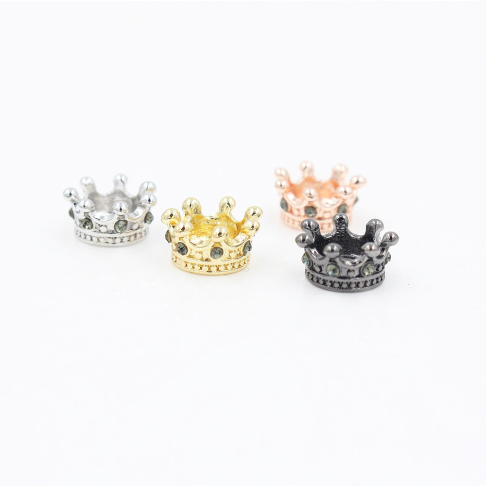 Minimalist Micro Pave Cubic Zirconia Crown Hole Bead Charm Bar Alloy Plated DIY Jewelry Accessories