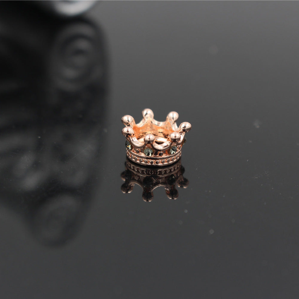 Minimalist Micro Pave Cubic Zirconia Crown Hole Bead Charm Bar Alloy Plated DIY Jewelry Accessories