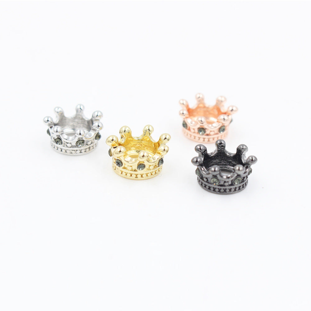 Minimalist Micro Pave Cubic Zirconia Crown Hole Bead Charm Bar Alloy Plated DIY Jewelry Accessories