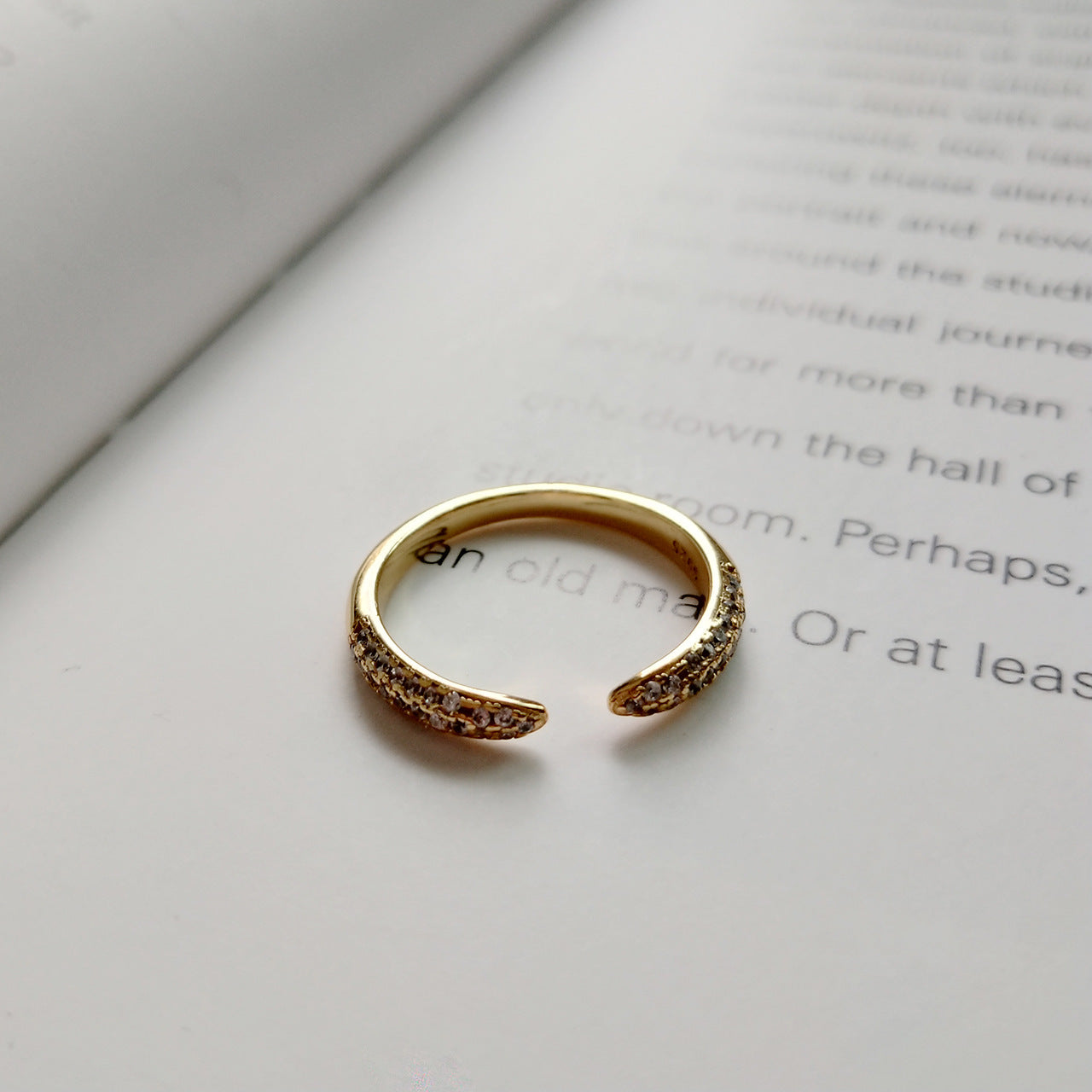 Minimalist Sweet Geometric Micro-Inlaid Cubic Zirconia 925 Sterling Silver Plated Open Ring
