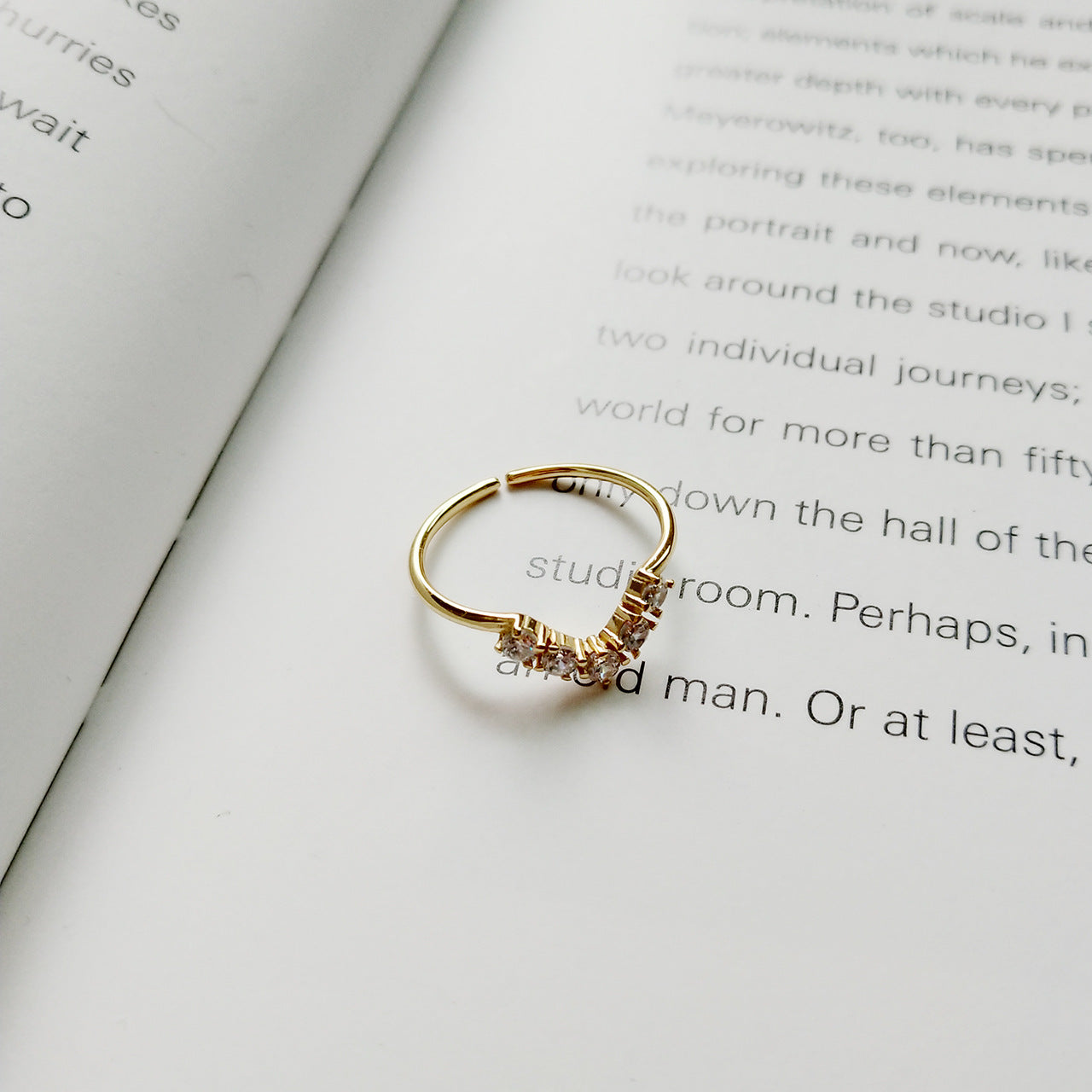 Minimalist Sweet Geometric Micro-Inlaid Cubic Zirconia 925 Sterling Silver Plated Open Ring