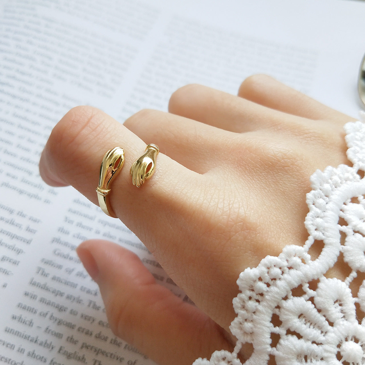 Geometric Plated 925 Sterling Silver Ring for Women