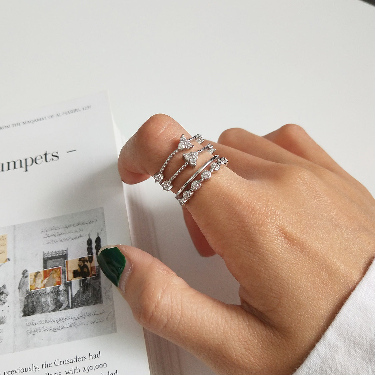 Minimalist 925 Sterling Silver Star Plated Ring with Cubic Zirconia for Women