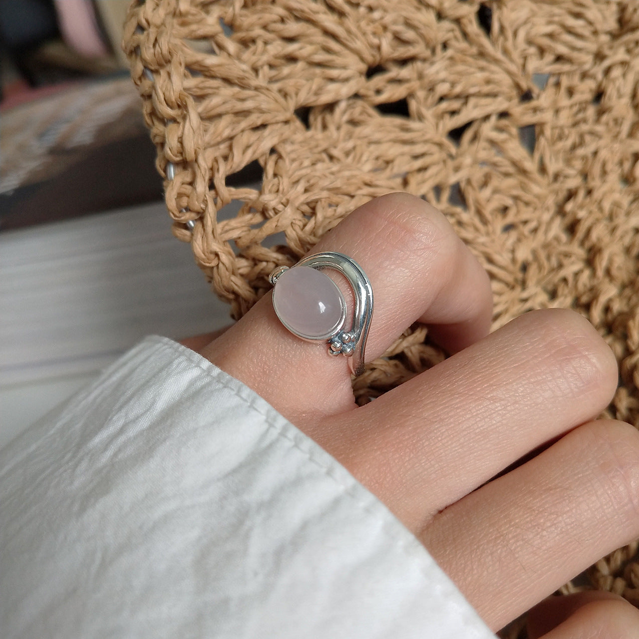 Anello di cristallo placcato argento sterling 925 da donna