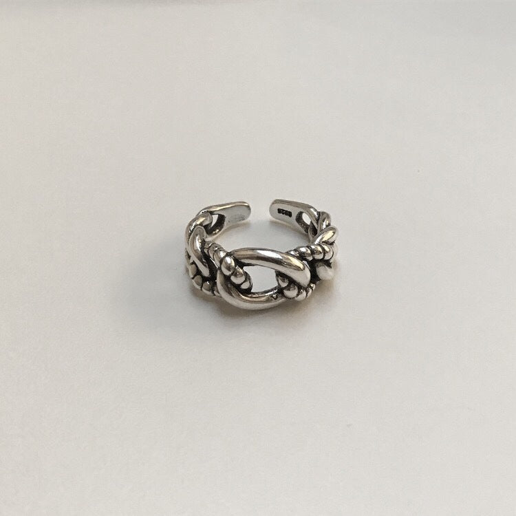 Vintage Minimalist 925 Sterling Silver Geometric Rope Braided Ring