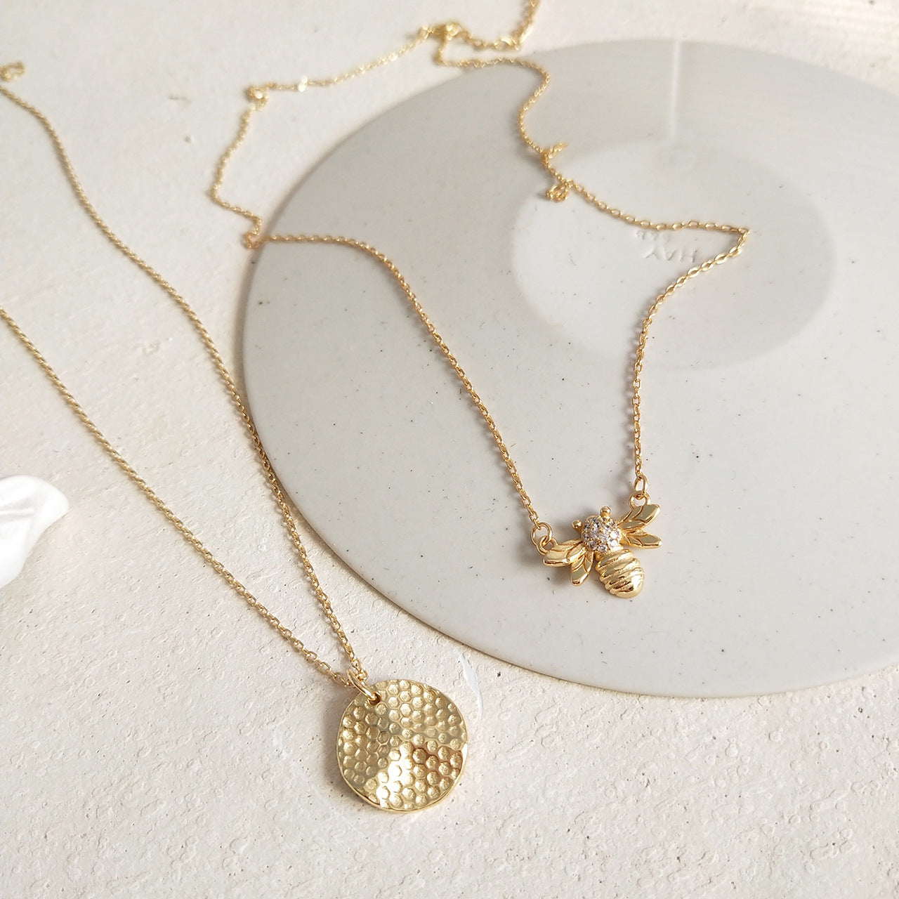 Geometric Bee 925 Sterling Silver Gold Plated Necklace for Women