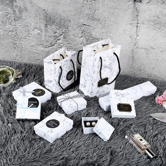 Marble Texture Jewelry Box for Rings Necklaces Earrings