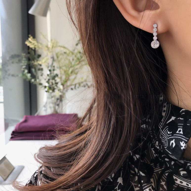White Gold Plated 925 Sterling Silver Teardrop Cubic Zirconia Earrings