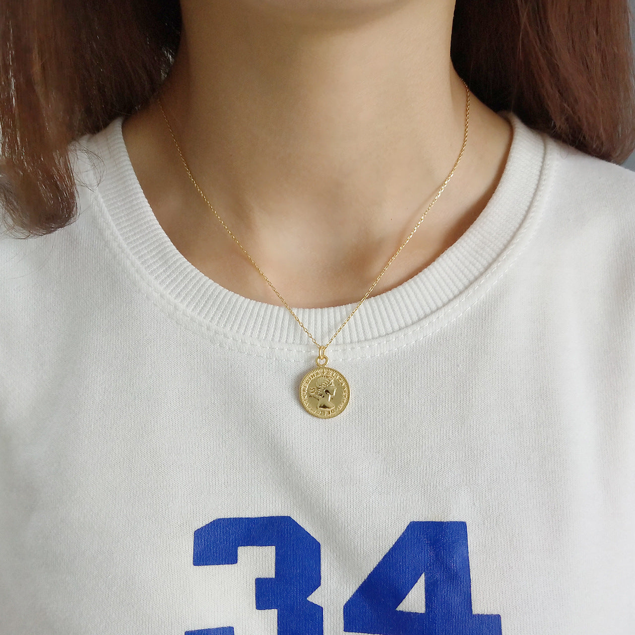 Collana Pendente Luna e Rotonda in Argento Sterling 925 Placcato Oro