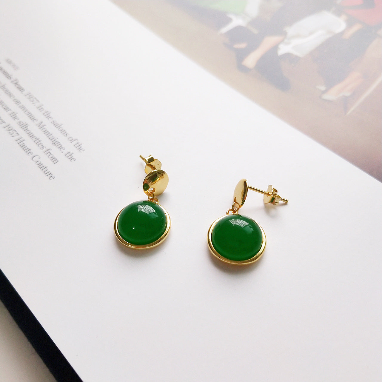 Minimalist Sweet Heart Shaped 925 Sterling Silver Green Agate Stud Earrings for Women