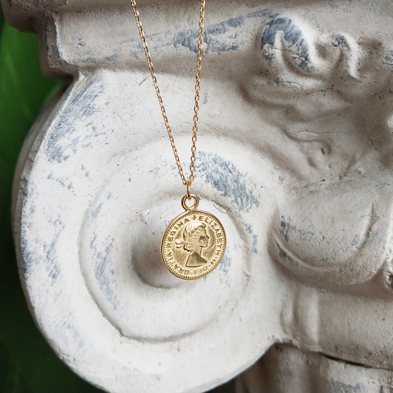 Collana Pendente Luna e Rotonda in Argento Sterling 925 Placcato Oro