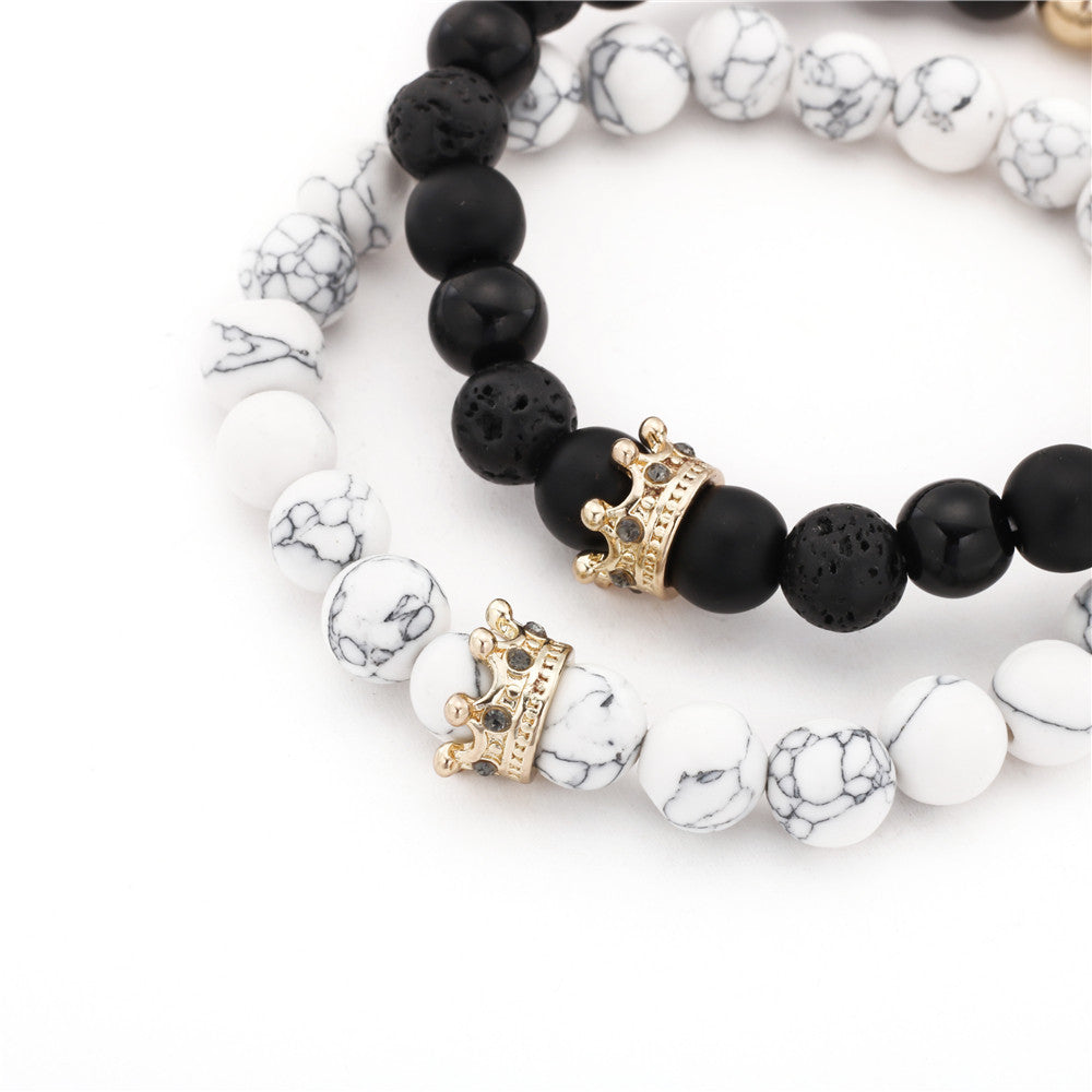 Casual Crown Shape Alloy Inlay Rhinestone Bracelet Set for Unisex
