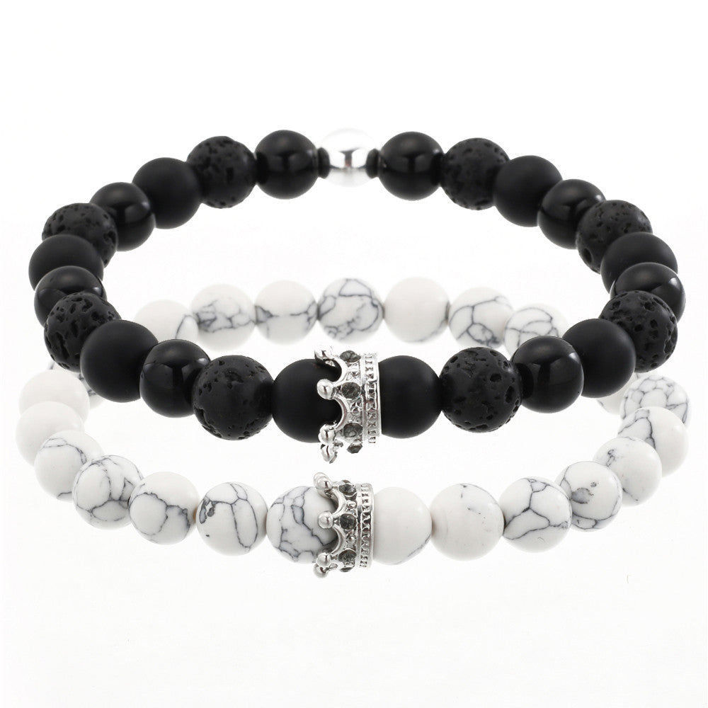 Casual Crown Shape Alloy Inlay Rhinestone Bracelet Set for Unisex