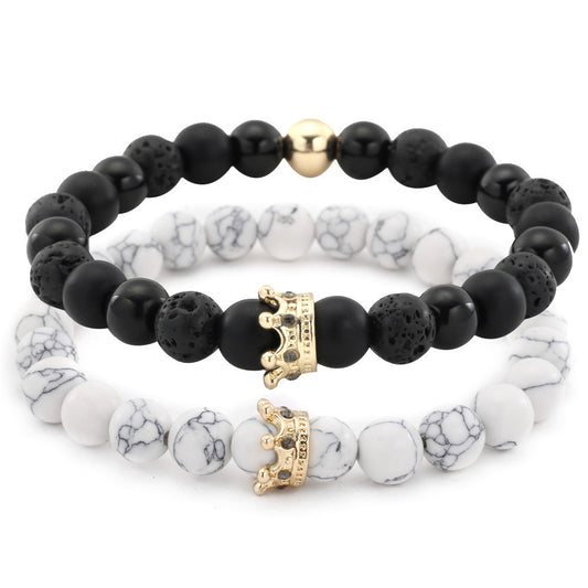 Casual Crown Shape Alloy Inlay Rhinestone Bracelet Set for Unisex