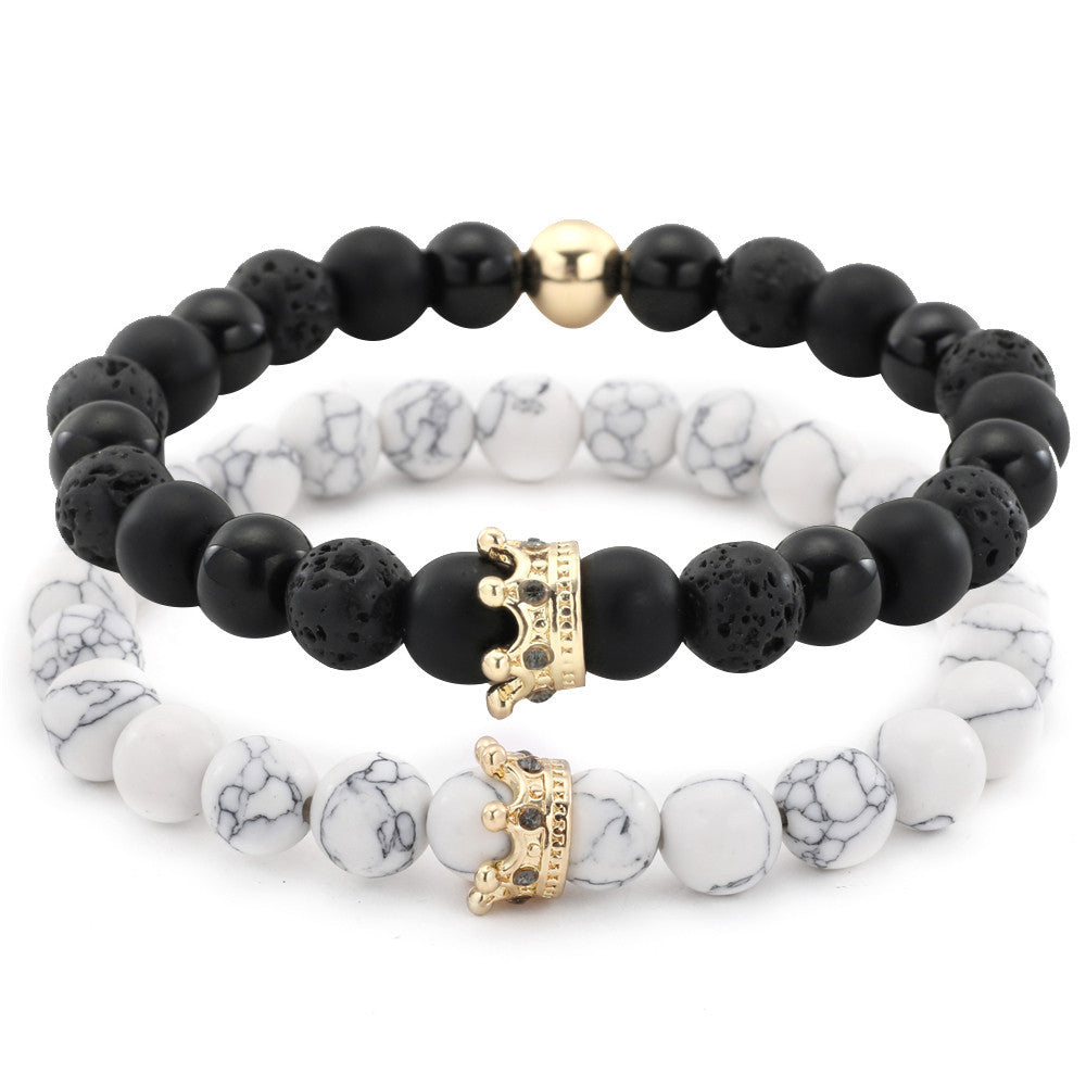 Casual Crown Shape Alloy Inlay Rhinestone Bracelet Set for Unisex