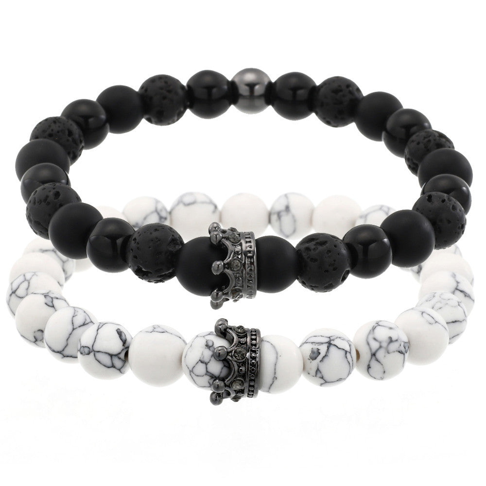 Casual Crown Shape Alloy Inlay Rhinestone Bracelet Set for Unisex