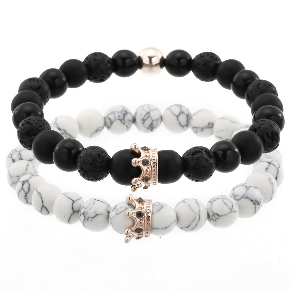Casual Crown Shape Alloy Inlay Rhinestone Bracelet Set for Unisex