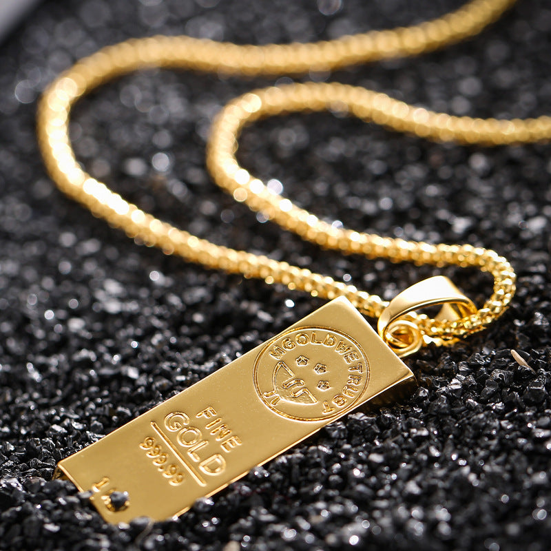 Collar con colgante geométrico de aleación dorada para hombre y mujer con cadena de onda de agua, joyería de moda casual