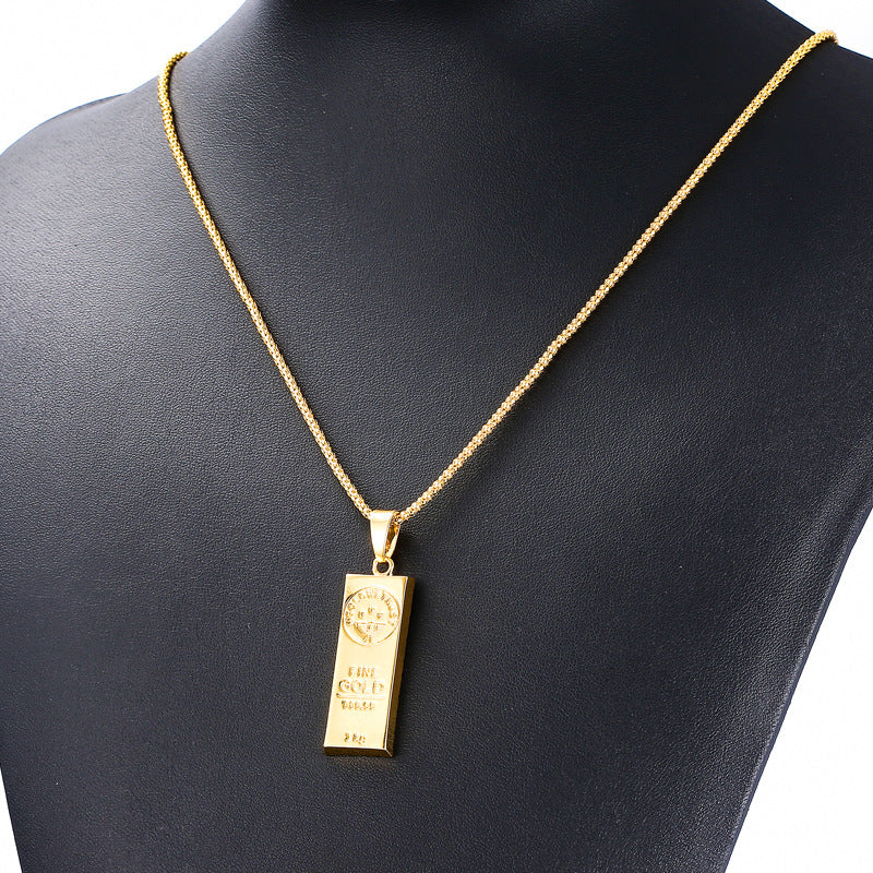 Collar con colgante geométrico de aleación dorada para hombre y mujer con cadena de onda de agua, joyería de moda casual