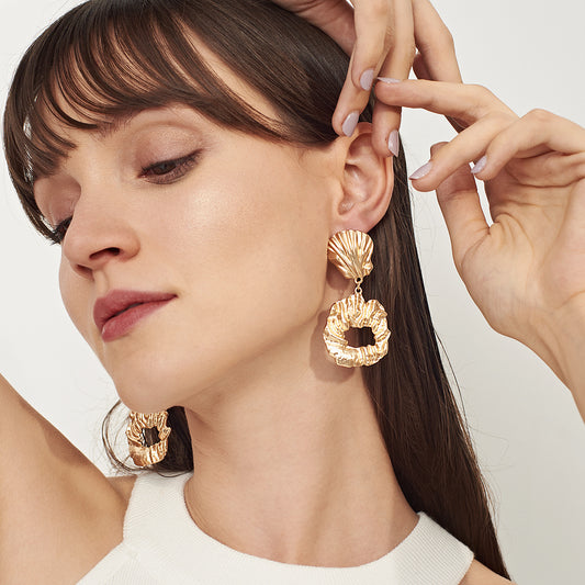 Alloy Letter Pendant Earrings for Women Vintage Punk Style