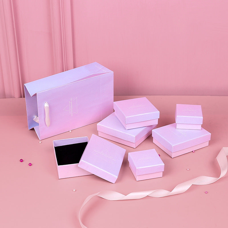Pink Blue Gradient Jewelry Box for Earrings Rings Necklaces