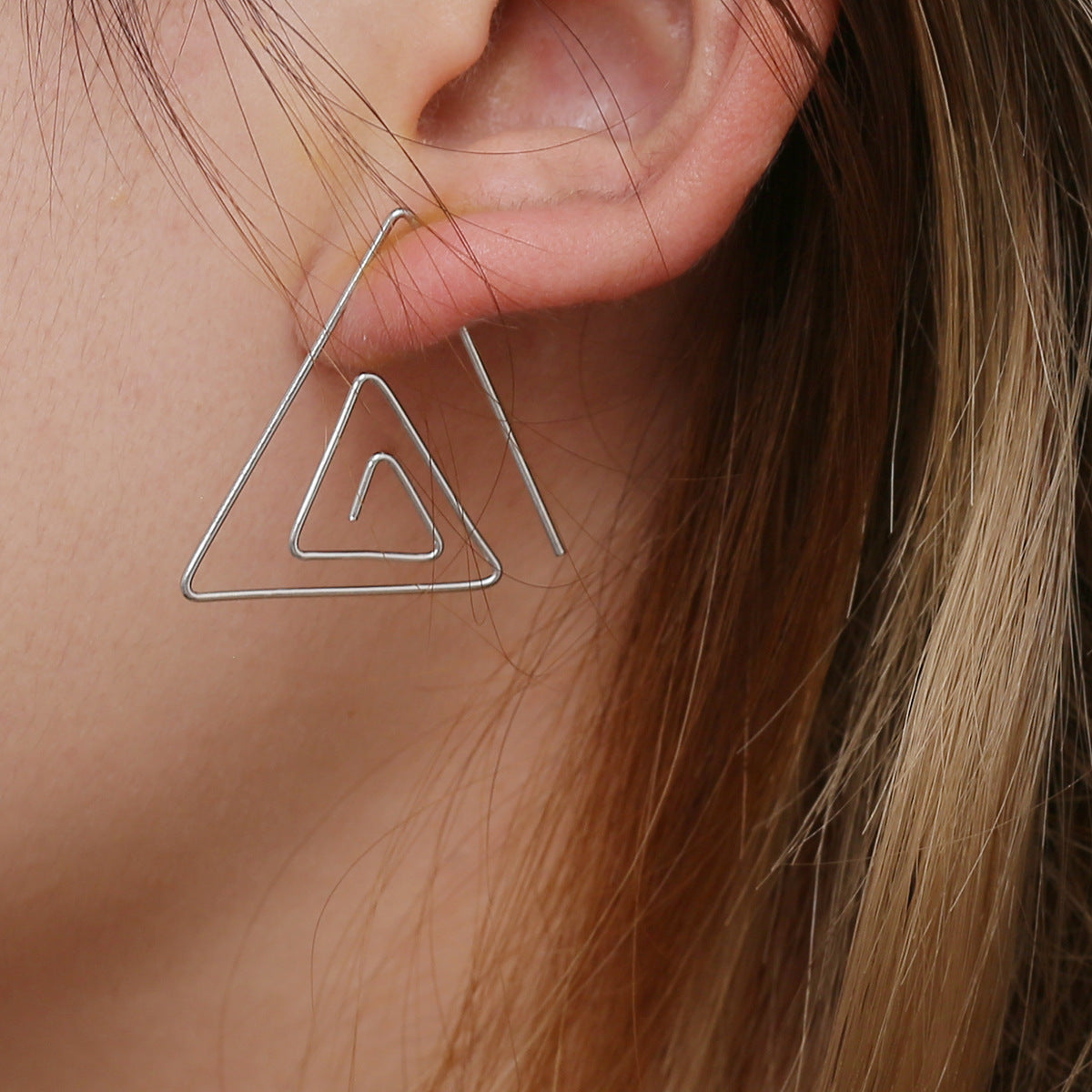 Aretes Vintage Geométricos Triangulares de Cobre Bañado para Mujer