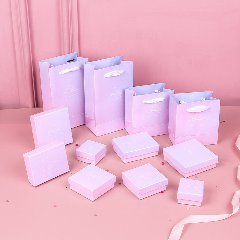 Pink Blue Gradient Jewelry Box for Earrings Rings Necklaces