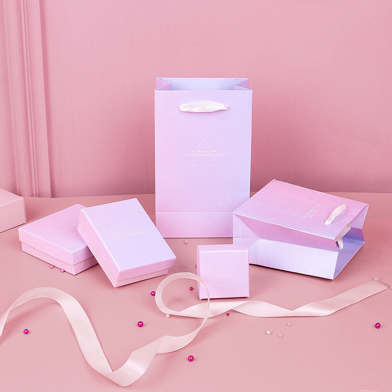 Pink Blue Gradient Jewelry Box for Earrings Rings Necklaces
