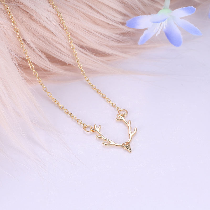 Deer Antler Necklace Alloy Water Wave Chain