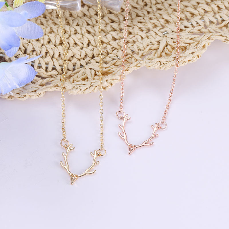 Deer Antler Necklace Alloy Water Wave Chain