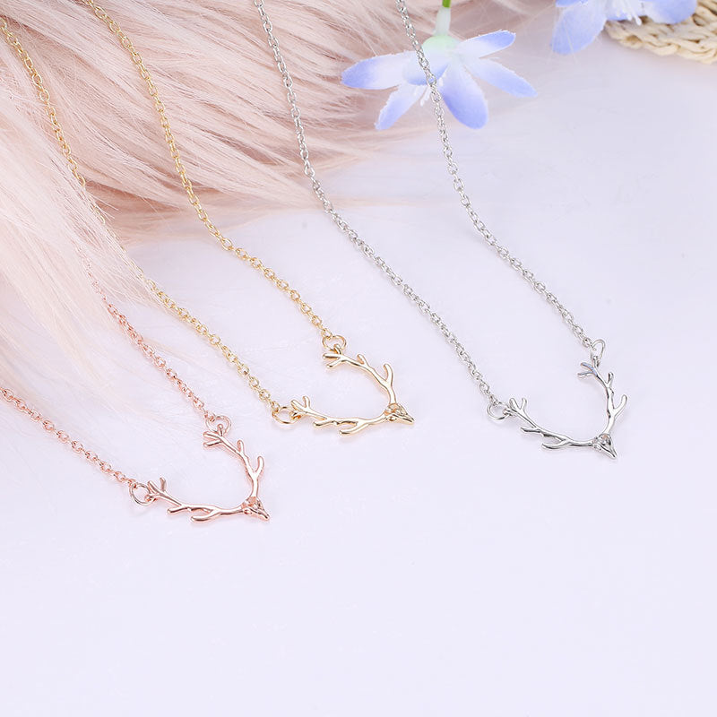 Deer Antler Necklace Alloy Water Wave Chain