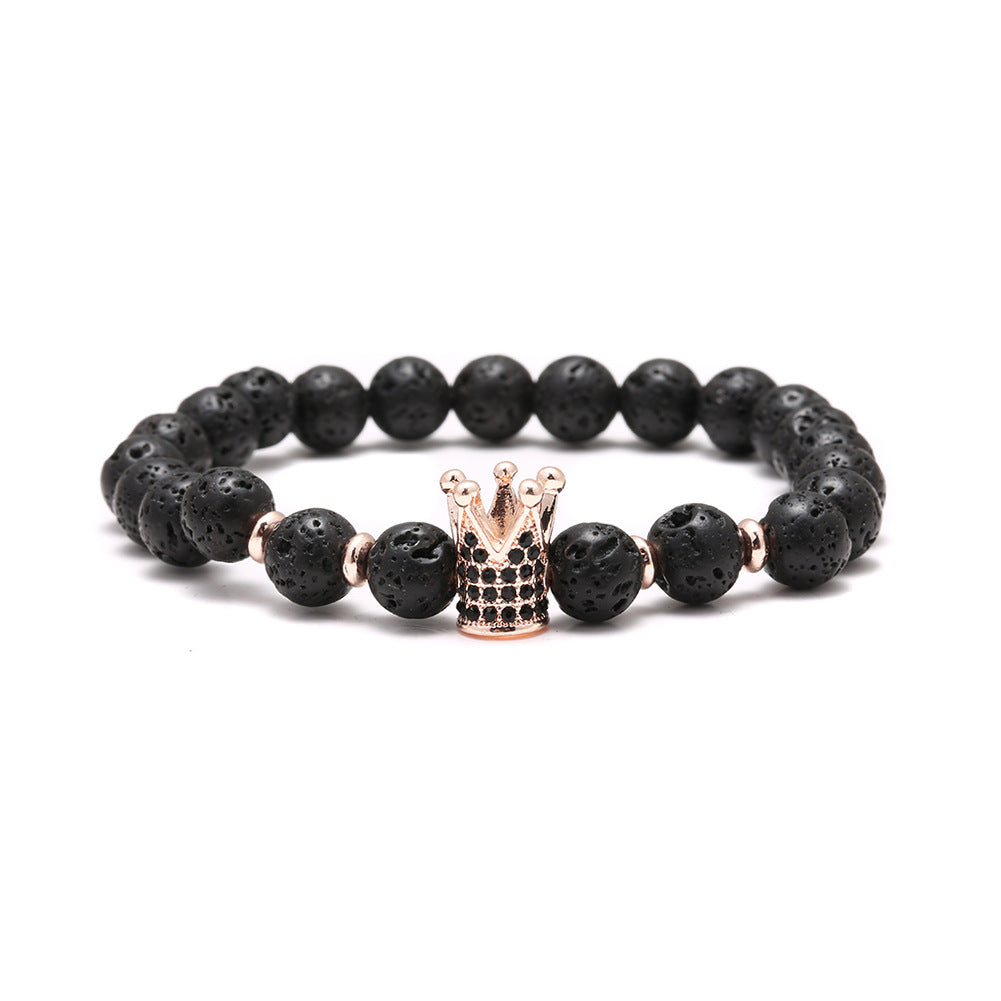 Crown Shape Brass Cubic Zirconia Handmade Beaded Bracelet Unisex