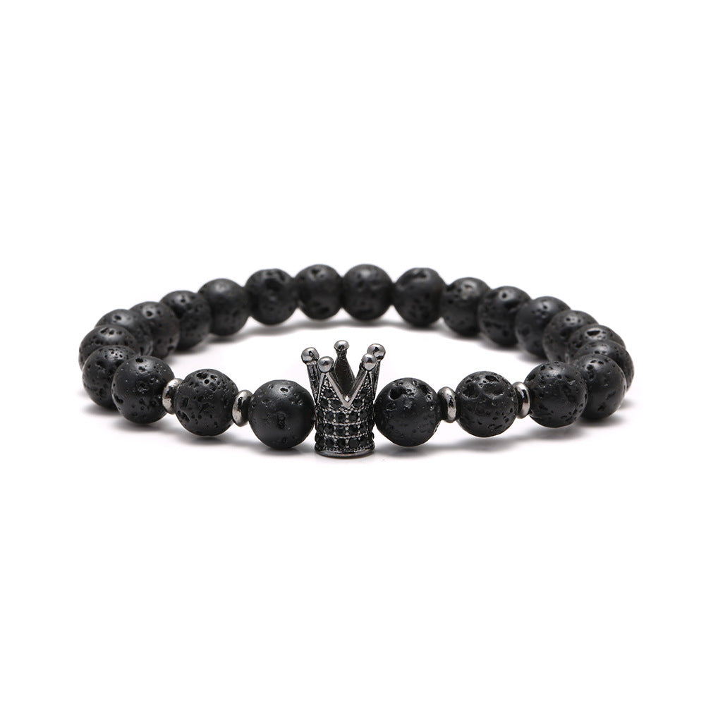 Crown Shape Brass Cubic Zirconia Handmade Beaded Bracelet Unisex