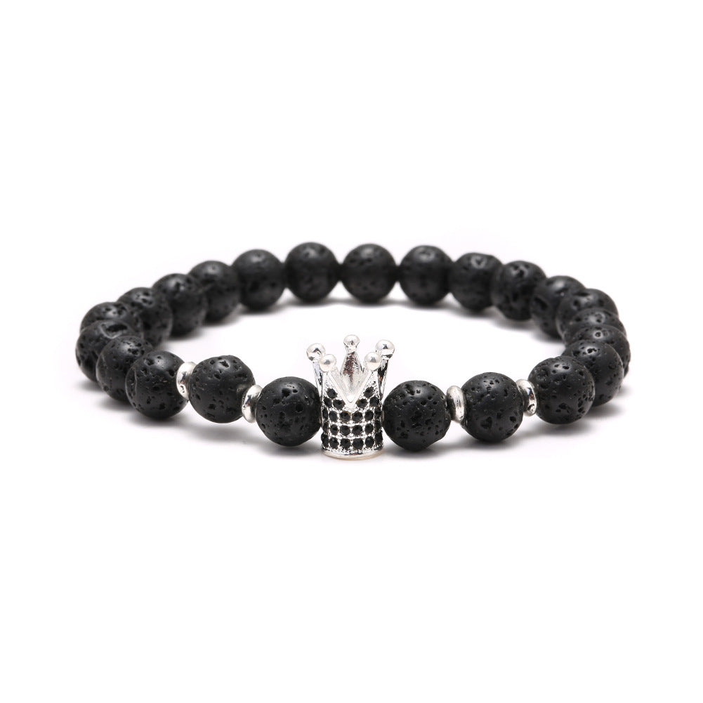Crown Shape Brass Cubic Zirconia Handmade Beaded Bracelet Unisex