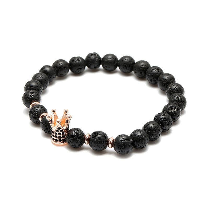 Crown Shape Brass Cubic Zirconia Handmade Beaded Bracelet Unisex