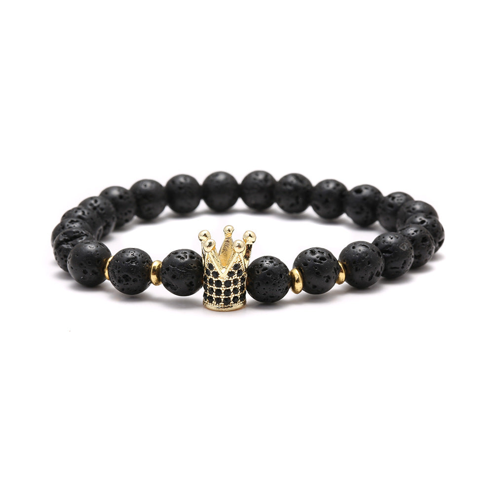 Crown Shape Brass Cubic Zirconia Handmade Beaded Bracelet Unisex