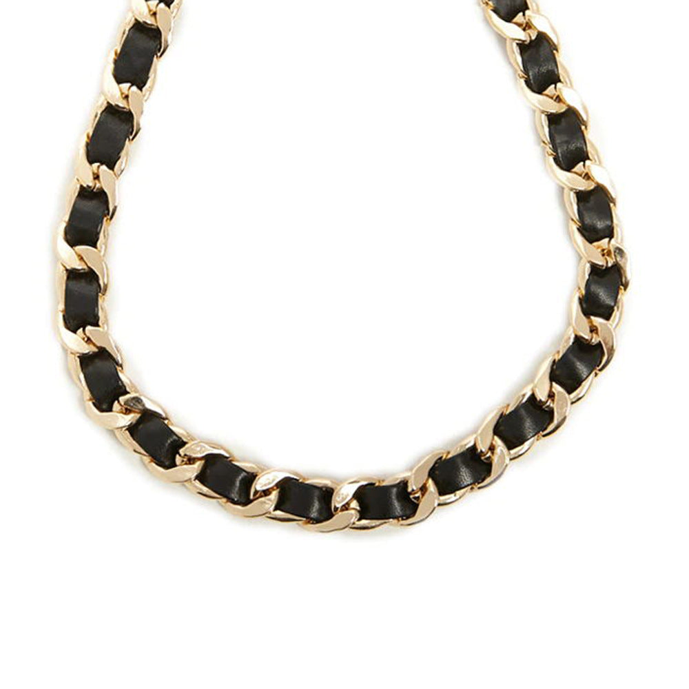 Women's Handmade U-Shaped Metal Clavicle Necklace with Satin Ribbon