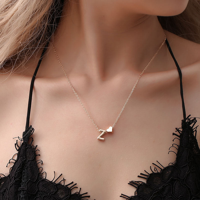Sweet Heart Letter Alloy Plated Necklace Singapore Chain for Women