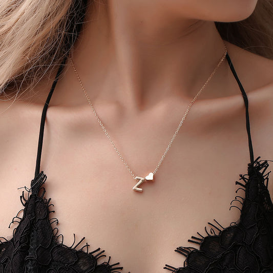 Collar chapado de aleación con letras de Corazón Dulce y cadena de Singapur para mujer