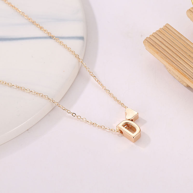 Sweet Heart Letter Alloy Plated Necklace Singapore Chain for Women