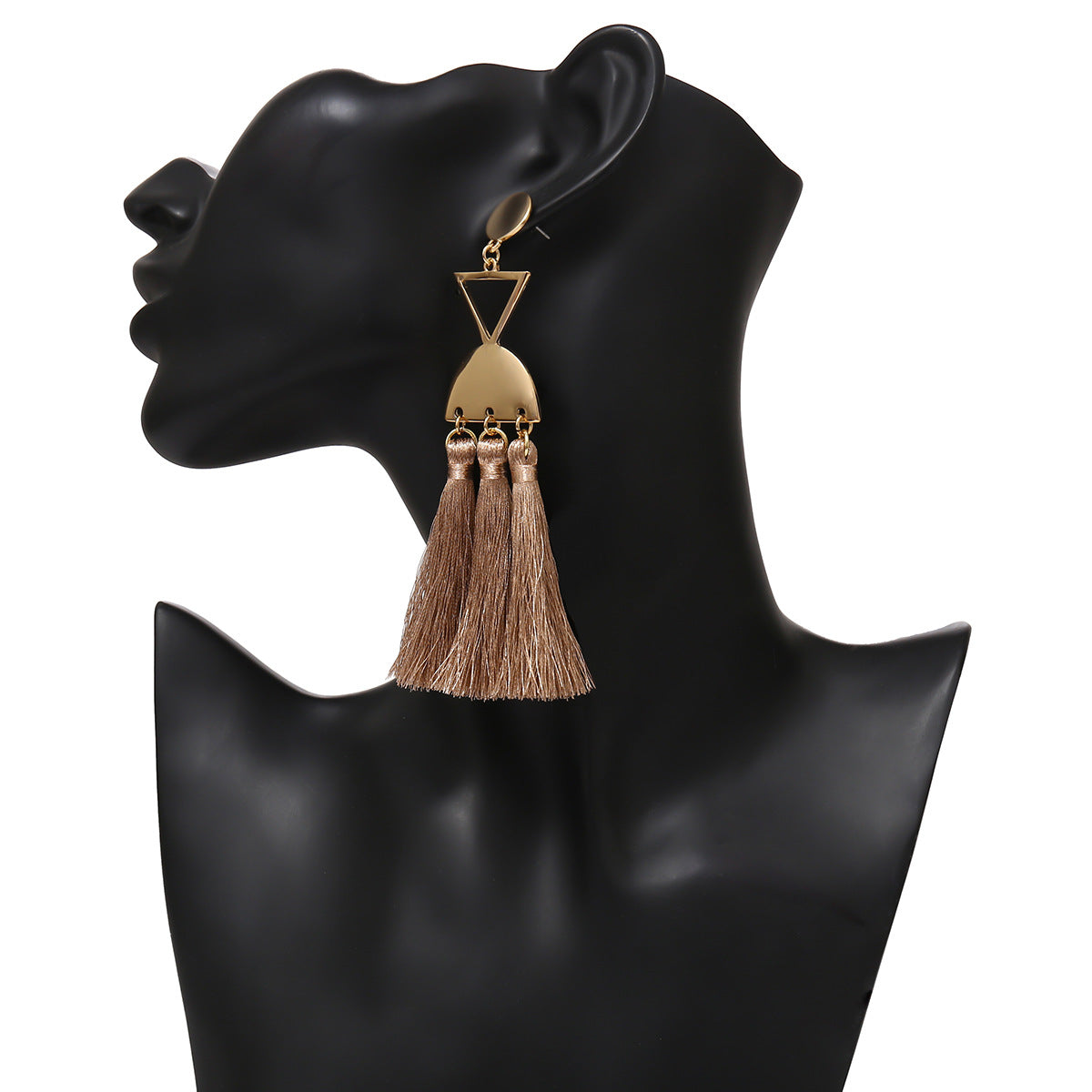 Pendientes con letras huecas de triángulo para mujer, estilo vintage, chapado en aleación, minimalista