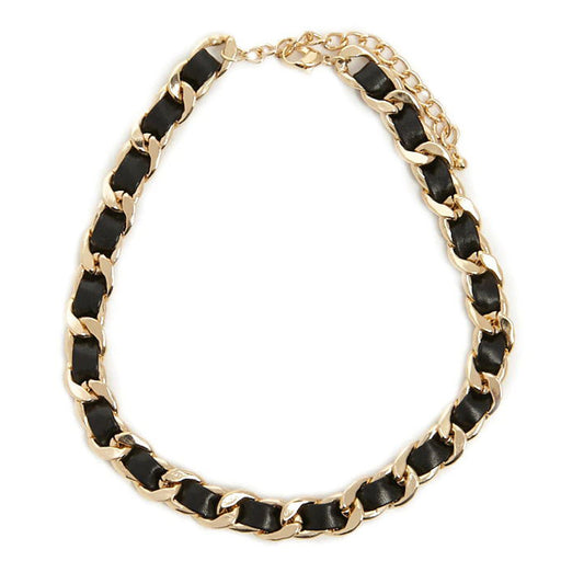Collana da donna fatta a mano con clavicola a U in metallo e nastro di raso