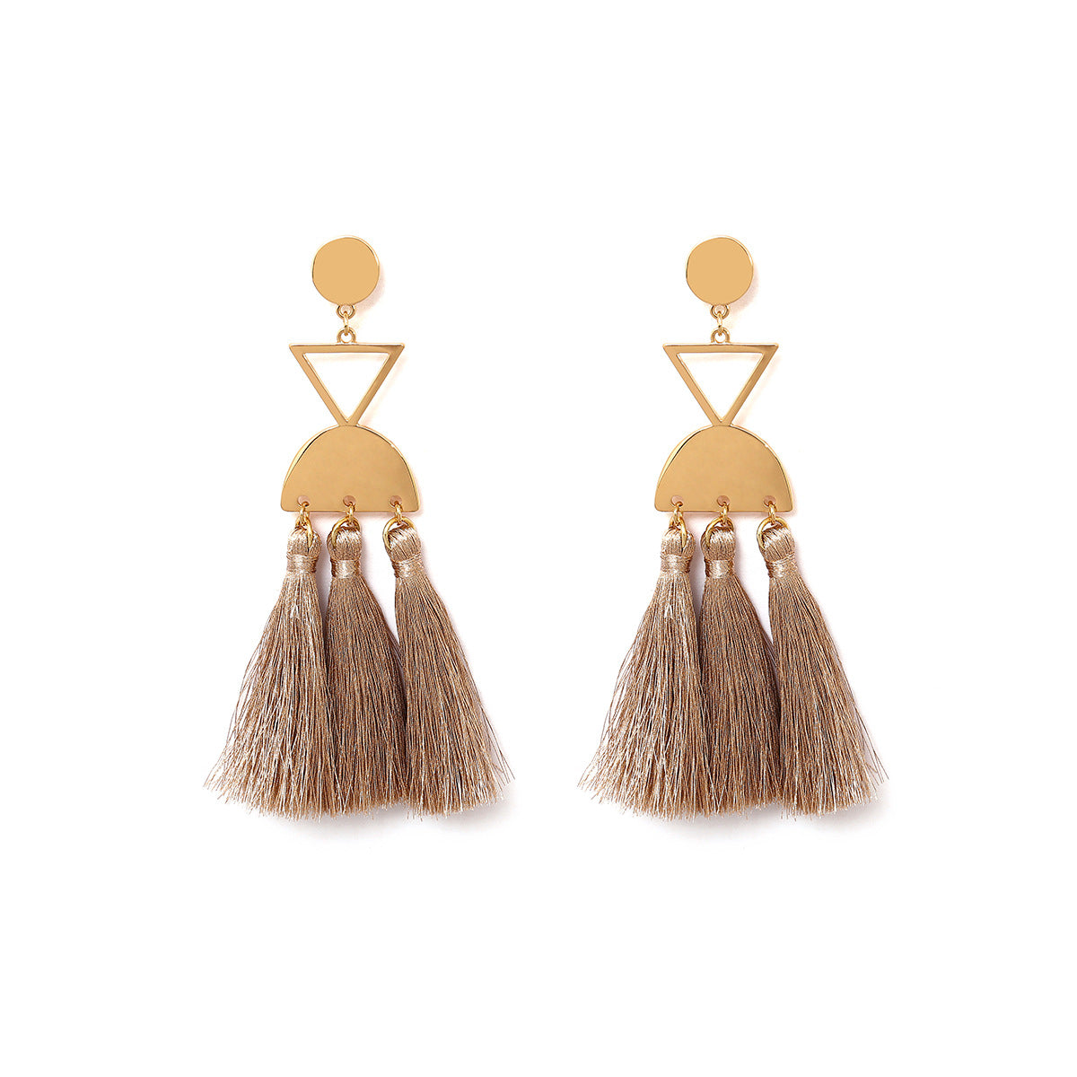 Pendientes con letras huecas de triángulo para mujer, estilo vintage, chapado en aleación, minimalista